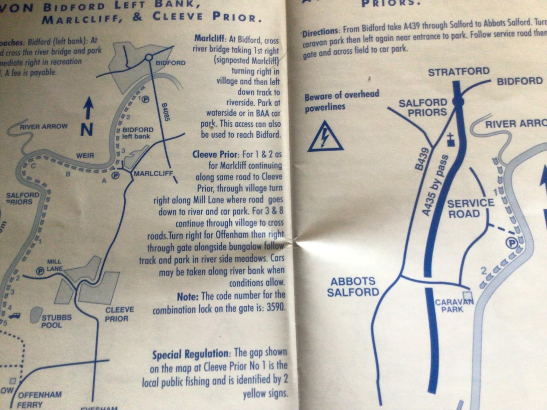 This is a photograph taken of an old fishing guide to waters. It is typical of the information that they provide. Although this particular handbook is no longer printed, all the information is still valid and can now be found online.