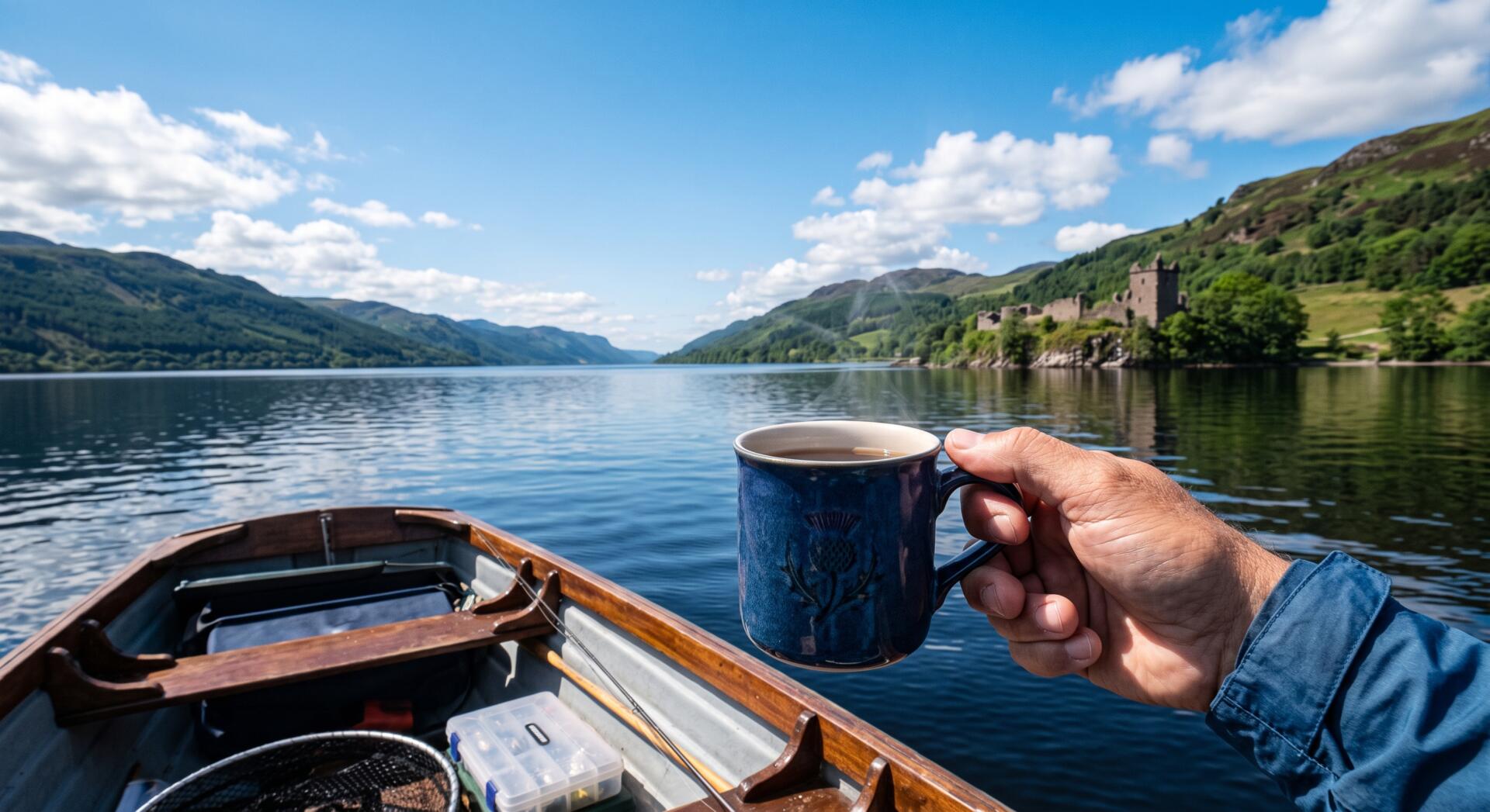 Having a cuppa on Loch Ness